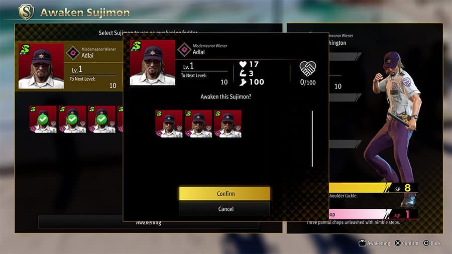 An image showing how you can Awaken Sujimon in Like A Dragon Infinite Wealth